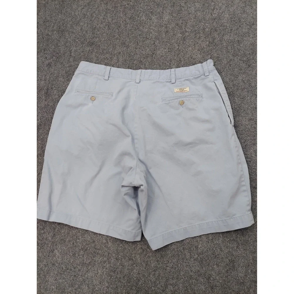 Vtg POLO RALPH LAUREN Shorts Mens 38 Blue Classic Chino Pleated Bermuda Beach